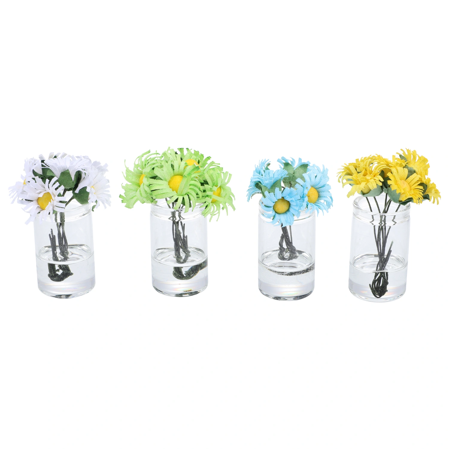 4Pcs Mini House Decor Mini  Bonsai Model Artificial Sunflower Decor Photo Props