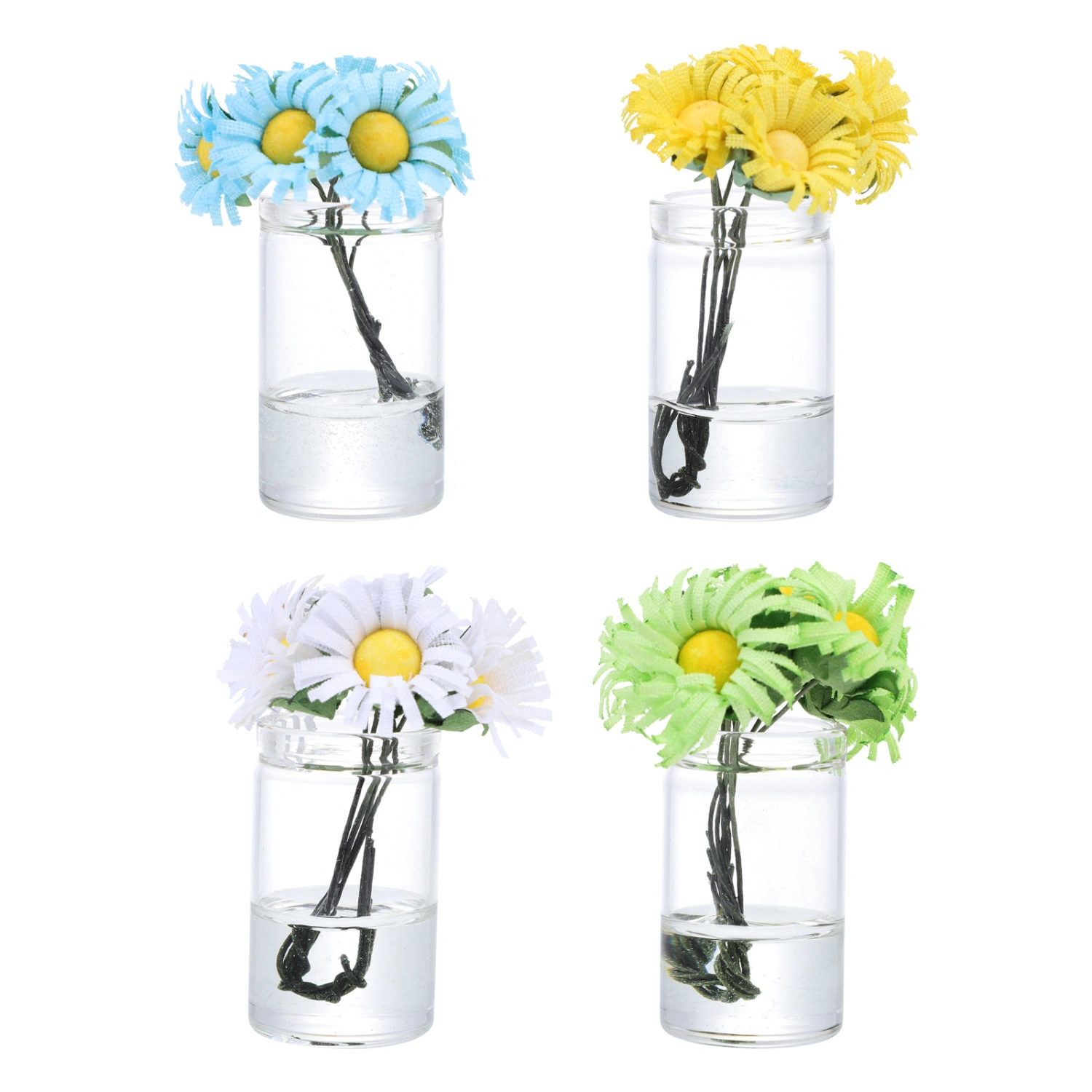 4Pcs Mini House Decor Mini  Bonsai Model Artificial Sunflower Decor Photo Props