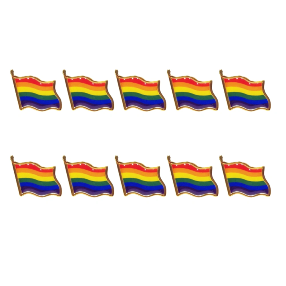 10pcs Rainbow Flag Brooch Iron Epoxy Clothing Decor Brooch for Festival Party Gathering