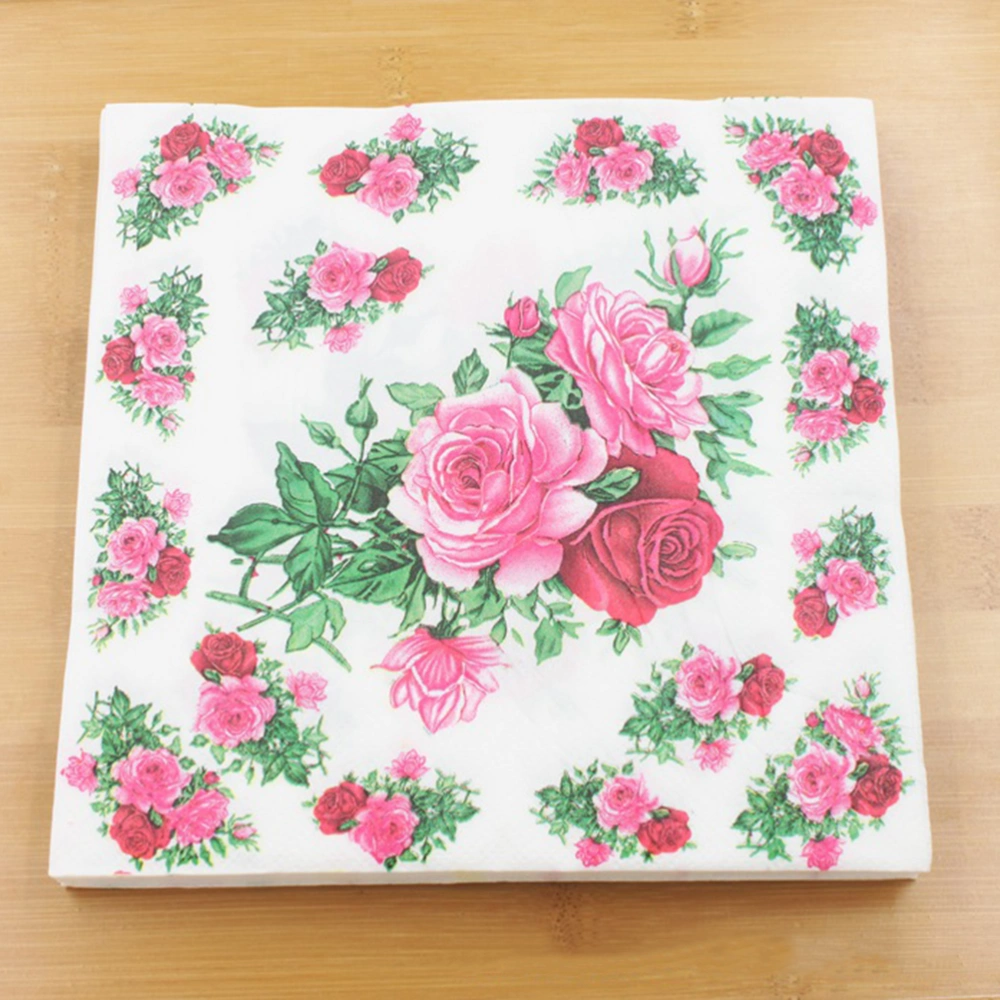 20Pcs Flower Lunch Napkin Floral Printed Napkin Paper for Wedding Birthday Baby Shower Dinner 33x33cm