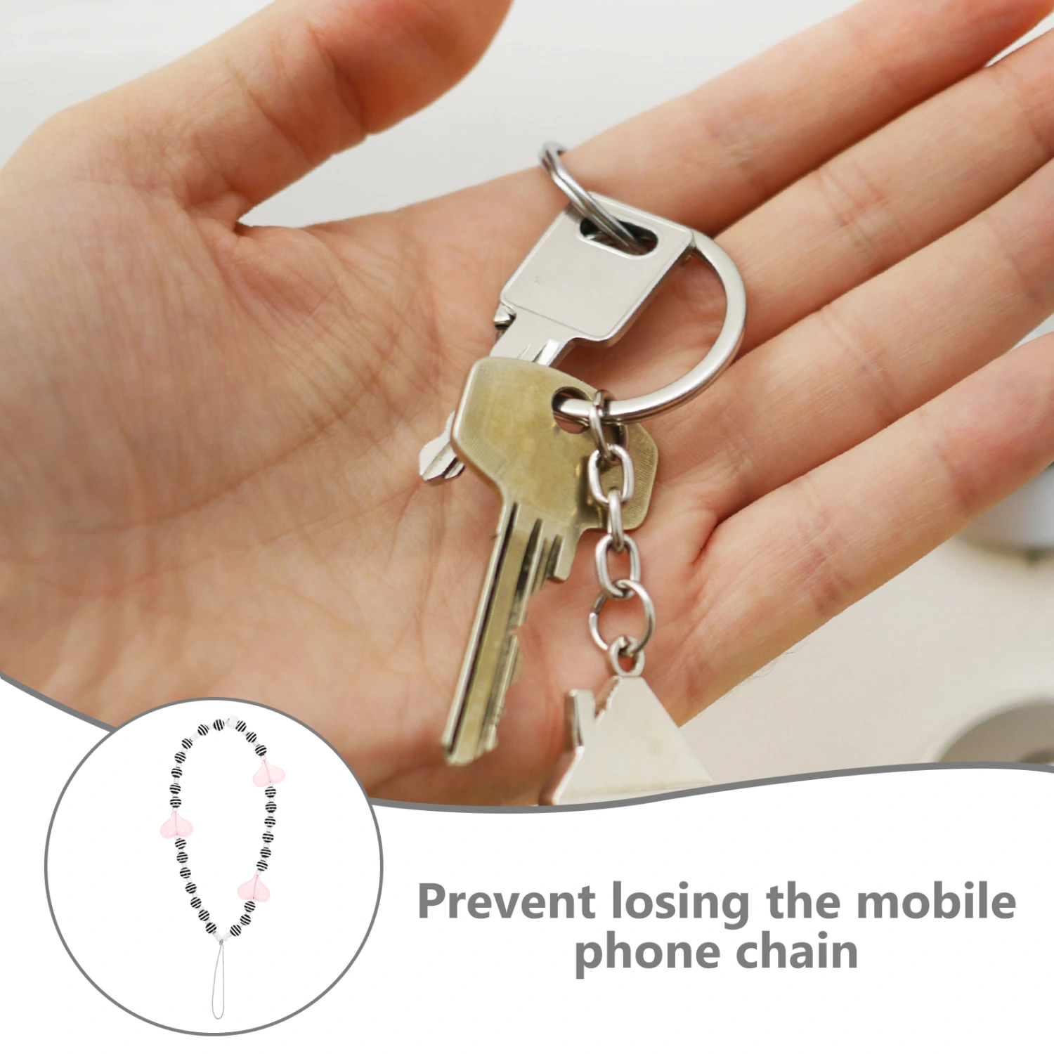 Bohemian Style Phone Heart Chains Hanging Cellphone Chain Pendant Anti-lost Lanyard