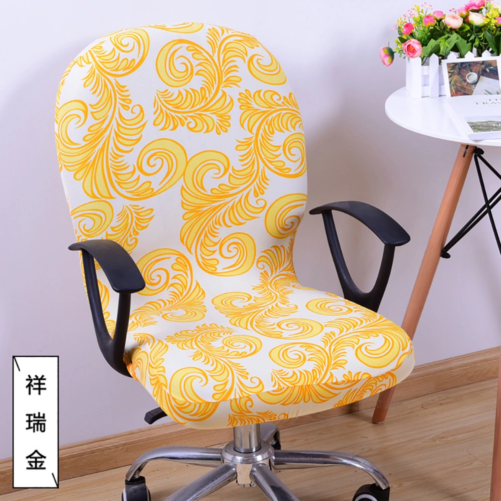 Rotating Armchair Slipcover Removable Stretch Computer Office Chair Cover Protector in Small Size (Gold)