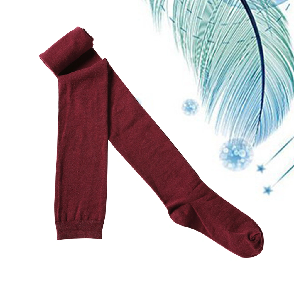 Women Thigh Cotton Socks Over the Knee Long High Socks Autumn Winter Super Long Female Socks High Cotton Socks (Wine Red)