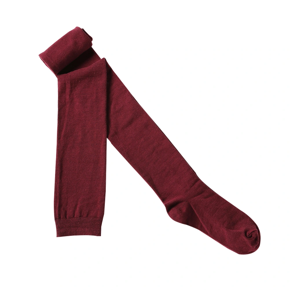 Women Thigh Cotton Socks Over the Knee Long High Socks Autumn Winter Super Long Female Socks High Cotton Socks (Wine Red)