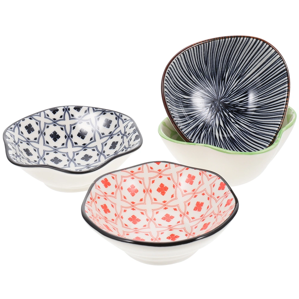 4Pcs Ceramic Seasoning Plates Multi-function Spice Tray Pickle Serving Plate Decorative Dish