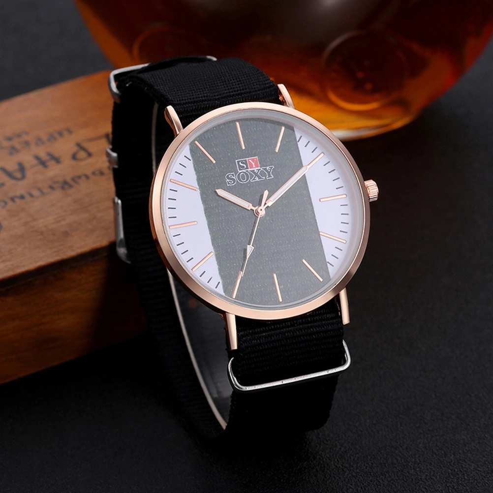 Fashion Canvas Women Watch Wrist Watches with Canvas Strap Band (Black with Black Box)