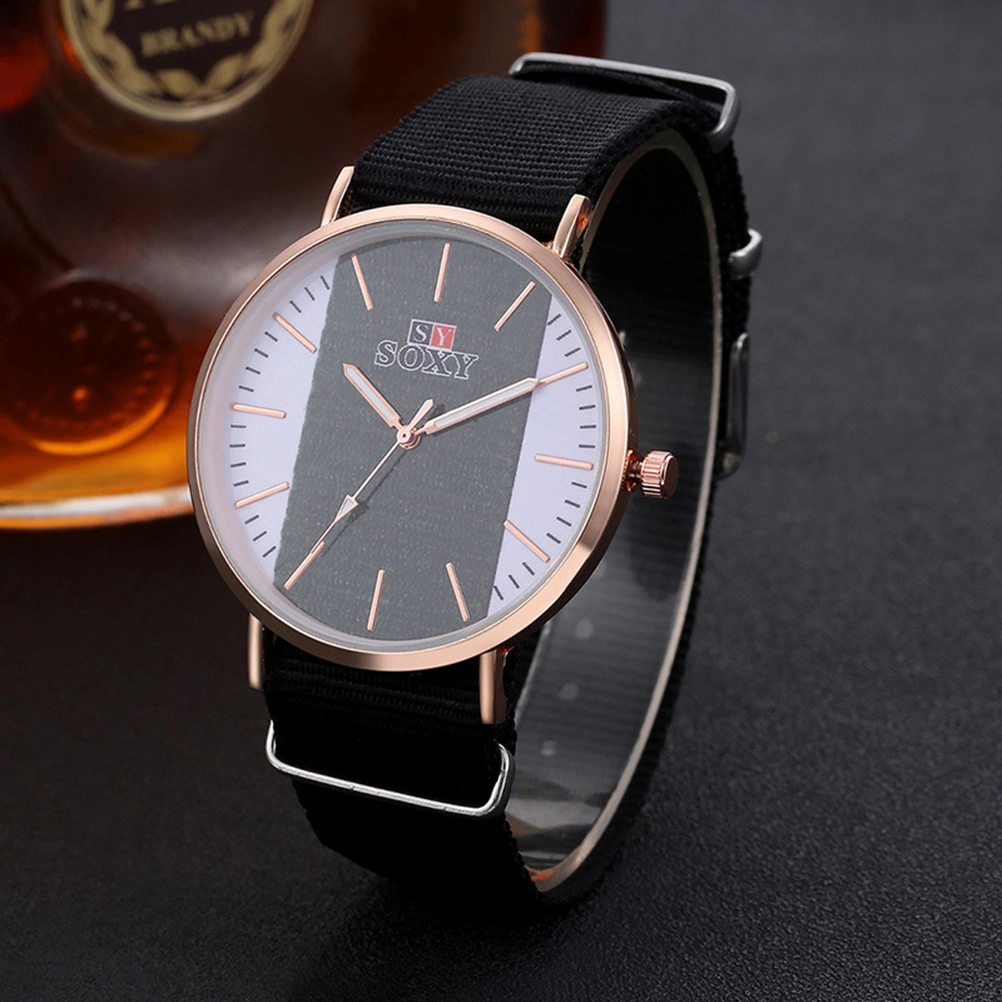 Fashion Canvas Women Watch Wrist Watches with Canvas Strap Band (Black with Black Box)