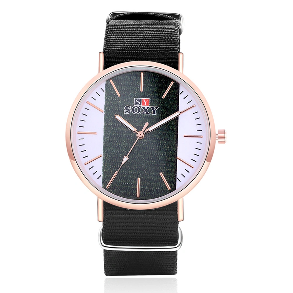 Fashion Canvas Women Watch Wrist Watches with Canvas Strap Band (Black with Black Box)