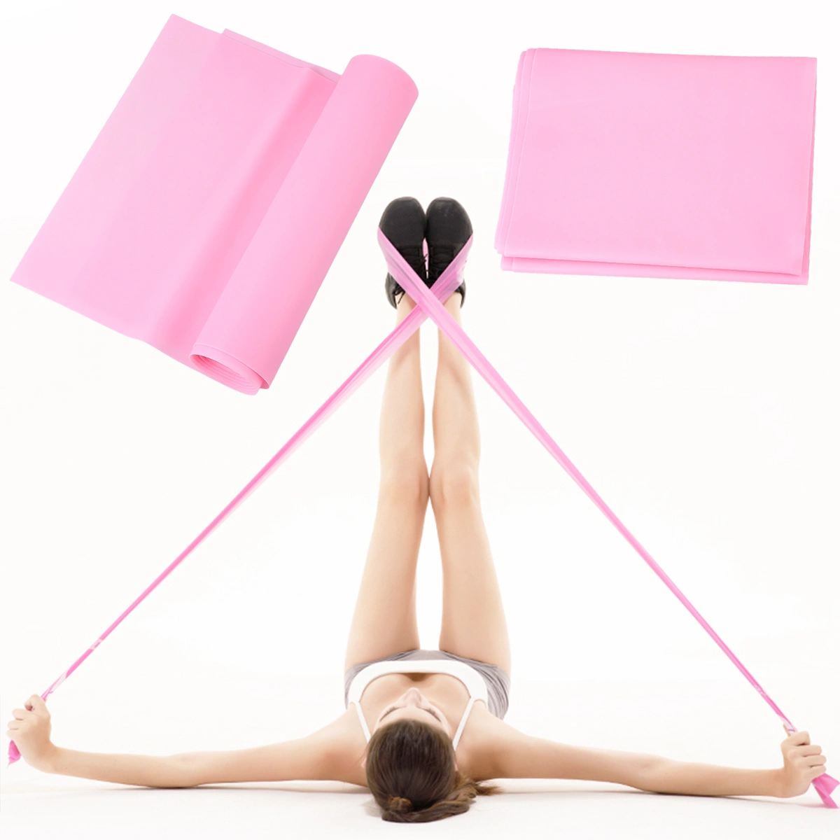 3pcs 1.8m Yoga Tension Belt Sports Elastic Belt Stretch Pulling Rope Fitness Strap Resistance Band (Pink/Purple/Blue)