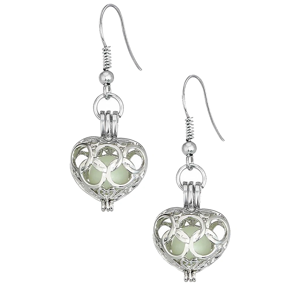 1Pair Heart Shaped Women Earrings Stylish Luminous Ear Pendants Random Color