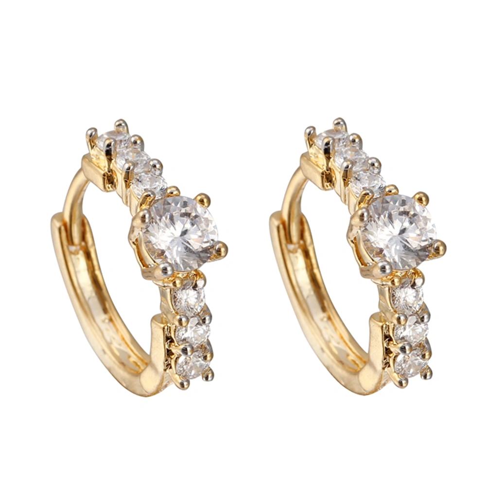 Pair of Women's Girls Zircon Studded Eardrop Earrings Ear Studs (White)