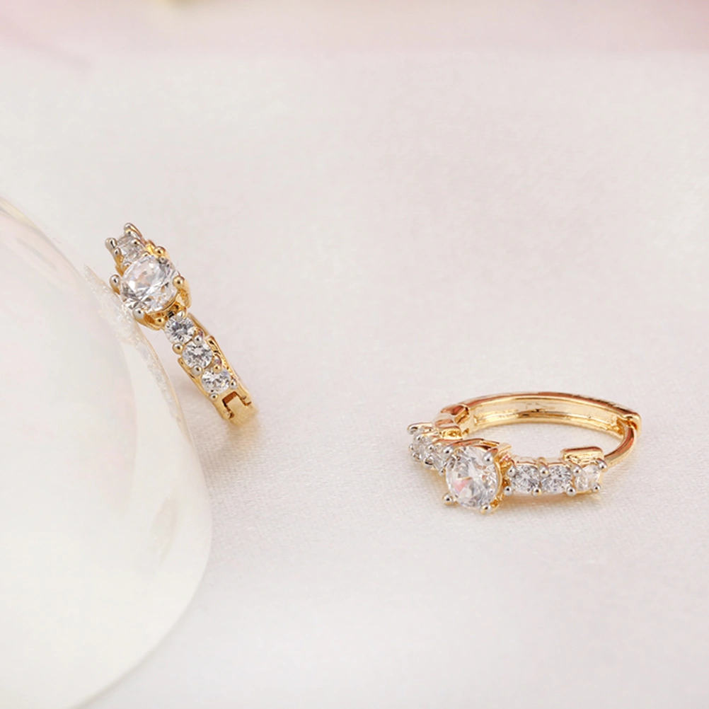 Pair of Women's Girls Zircon Studded Eardrop Earrings Ear Studs (White)