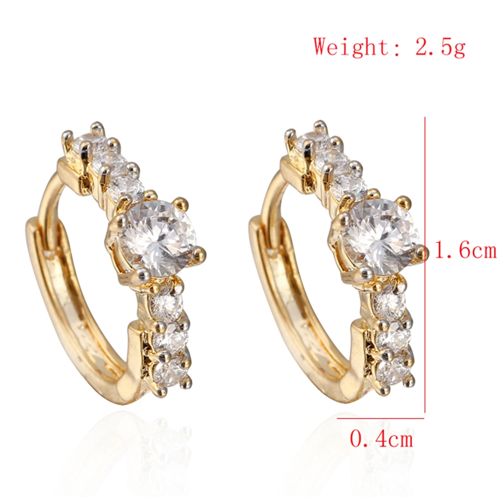Pair of Women's Girls Zircon Studded Eardrop Earrings Ear Studs (White)