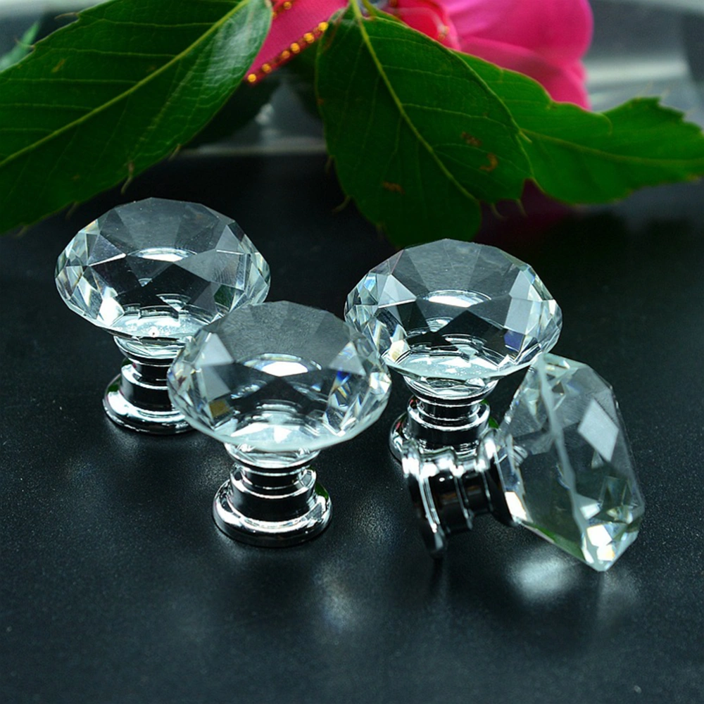 5pcs Crystal Knobs Handle Diamond Zinc Alloy Drawer Knobs Glass Door Handle Knob with Screw for Cabinet Furniture Kitchen Home Decorating 30mm