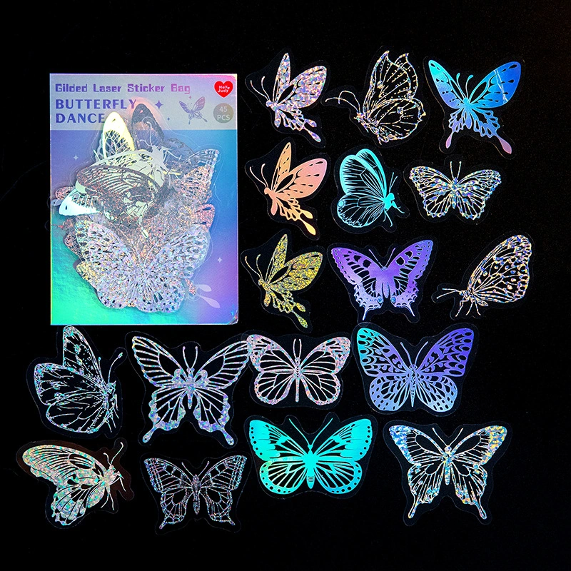 1 Bag Holographic Background Stickers Scrapbook Material Stickers Diary Diy Material