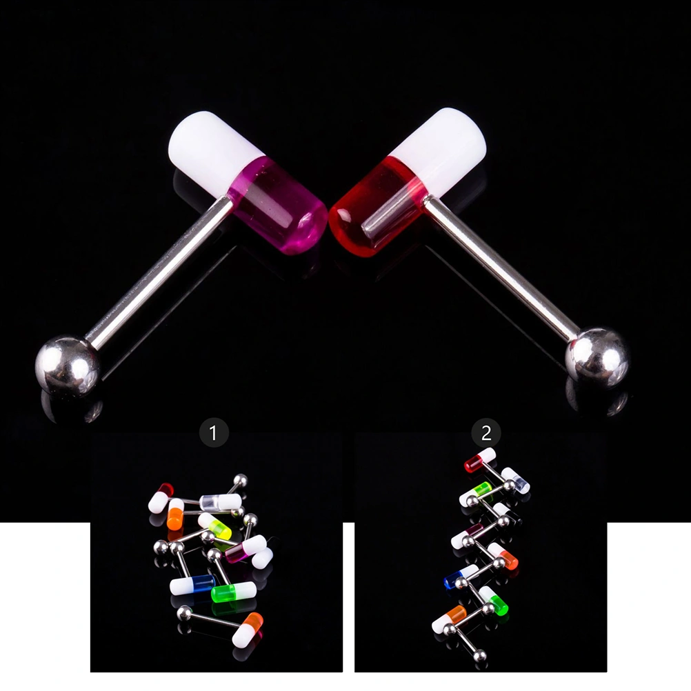 10Pcs Delicate Tongue Ring Piercings Jewelry Tongue Pin Body Jewelry for Woman