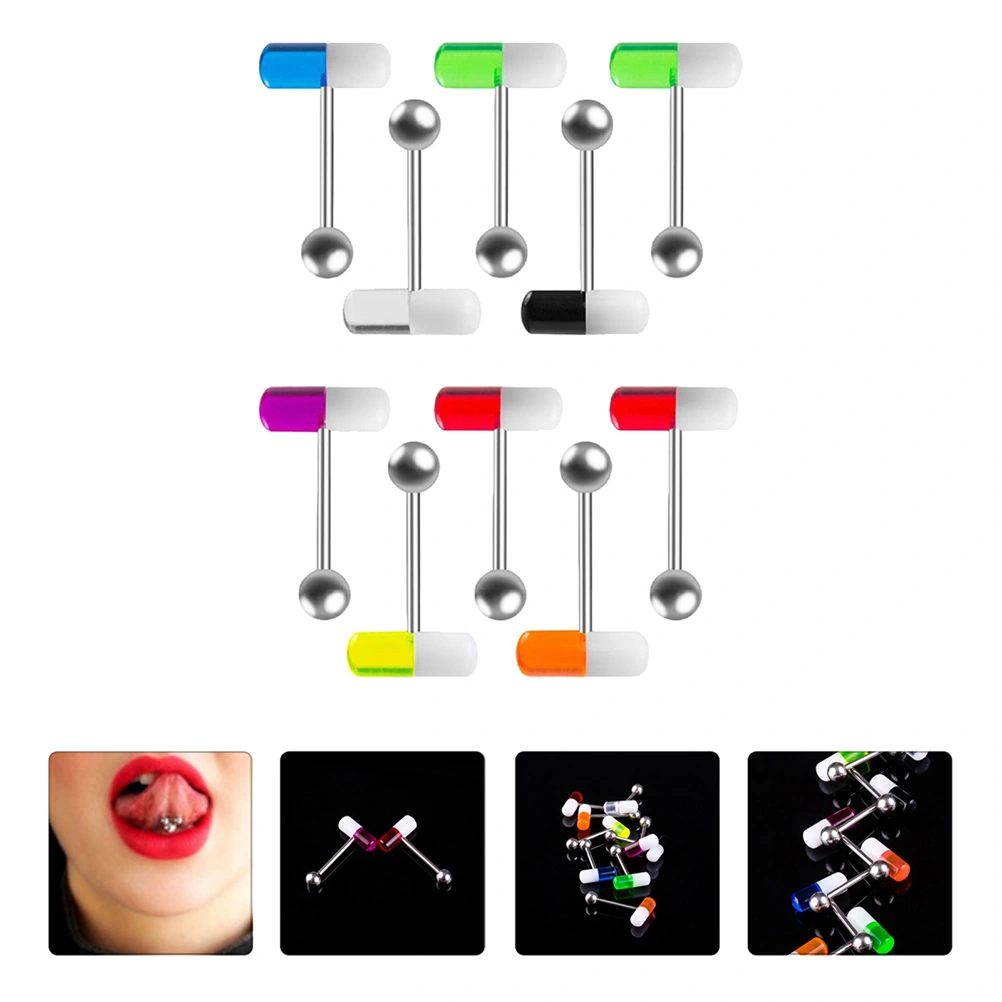 10Pcs Delicate Tongue Ring Piercings Jewelry Tongue Pin Body Jewelry for Woman