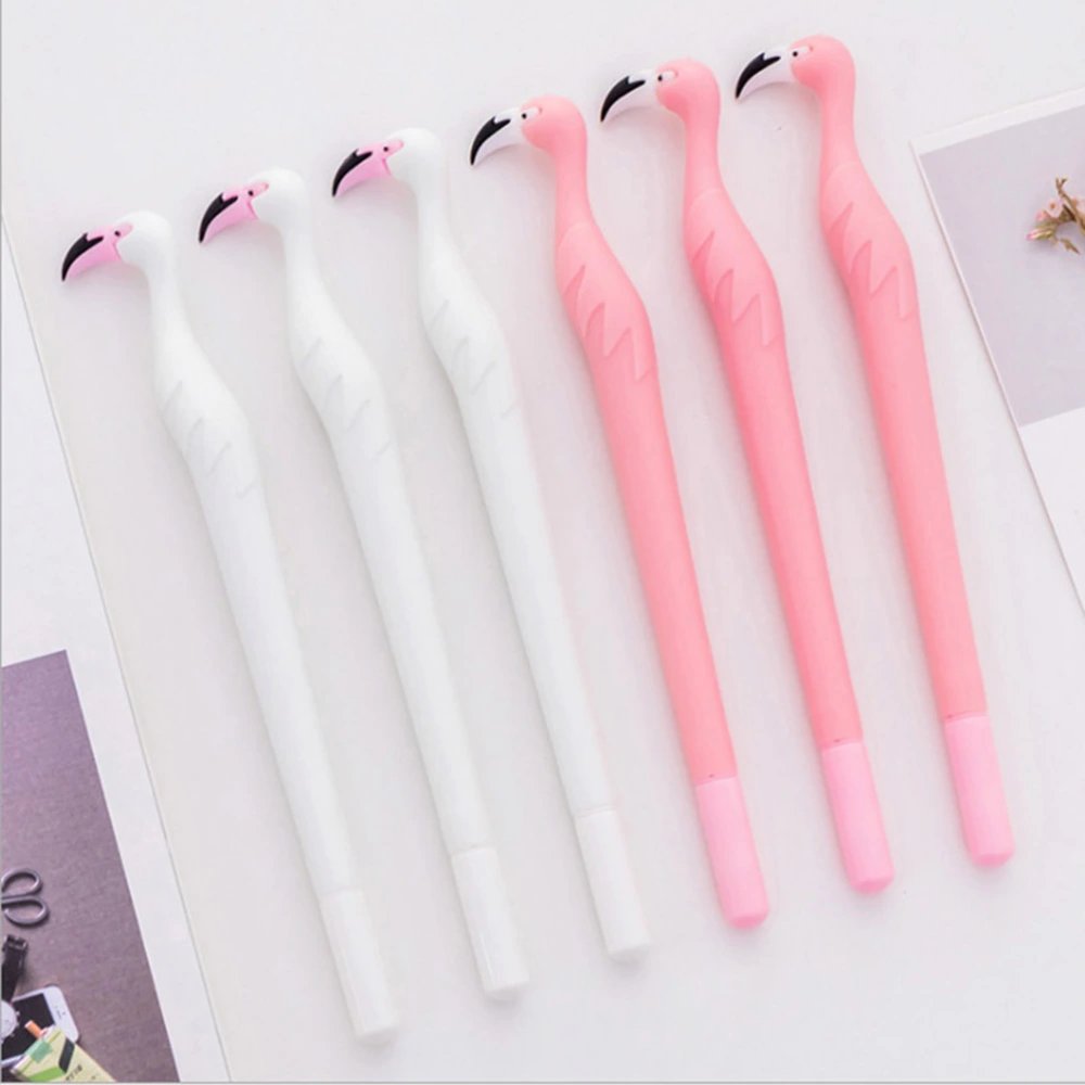 4Pcs Gel Ink Pen Creative Flamingon Stationery Office School Supplies Students Children Gift 0.5mm Black (Pink and White)