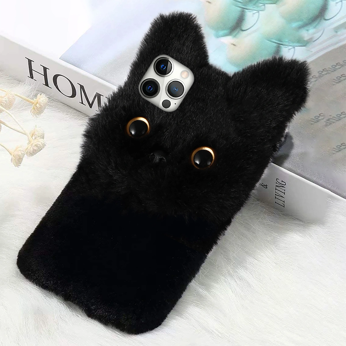 Plush Cat Phone Cover Phone Protective Case Compatible with iPhone 11 Pro Max