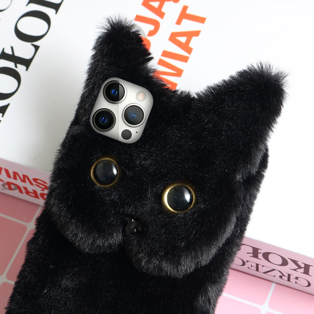 Plush Cat Phone Cover Phone Protective Case Compatible with iPhone 11 Pro Max