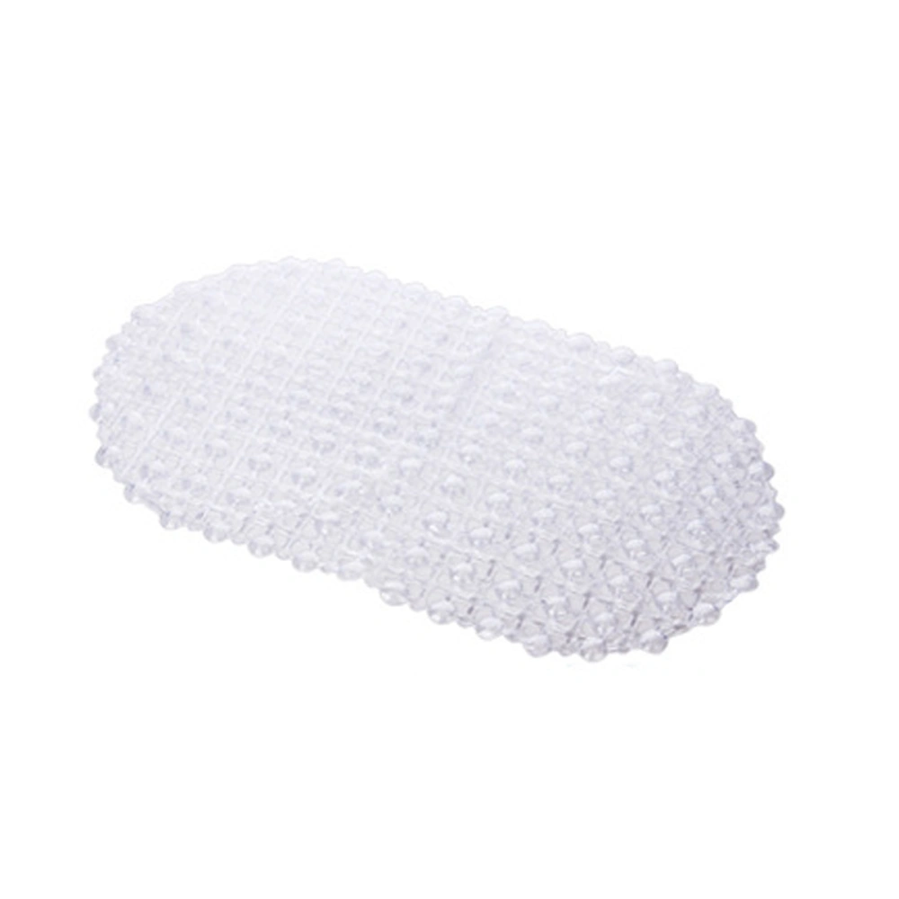 PVC Water Proof Drops Oval Anti-slip Bathroom Shower Mat Foot Massage Safety Strong Suction Floor Rug Carpet Bath Mat Pad 37 x 67cm (White)