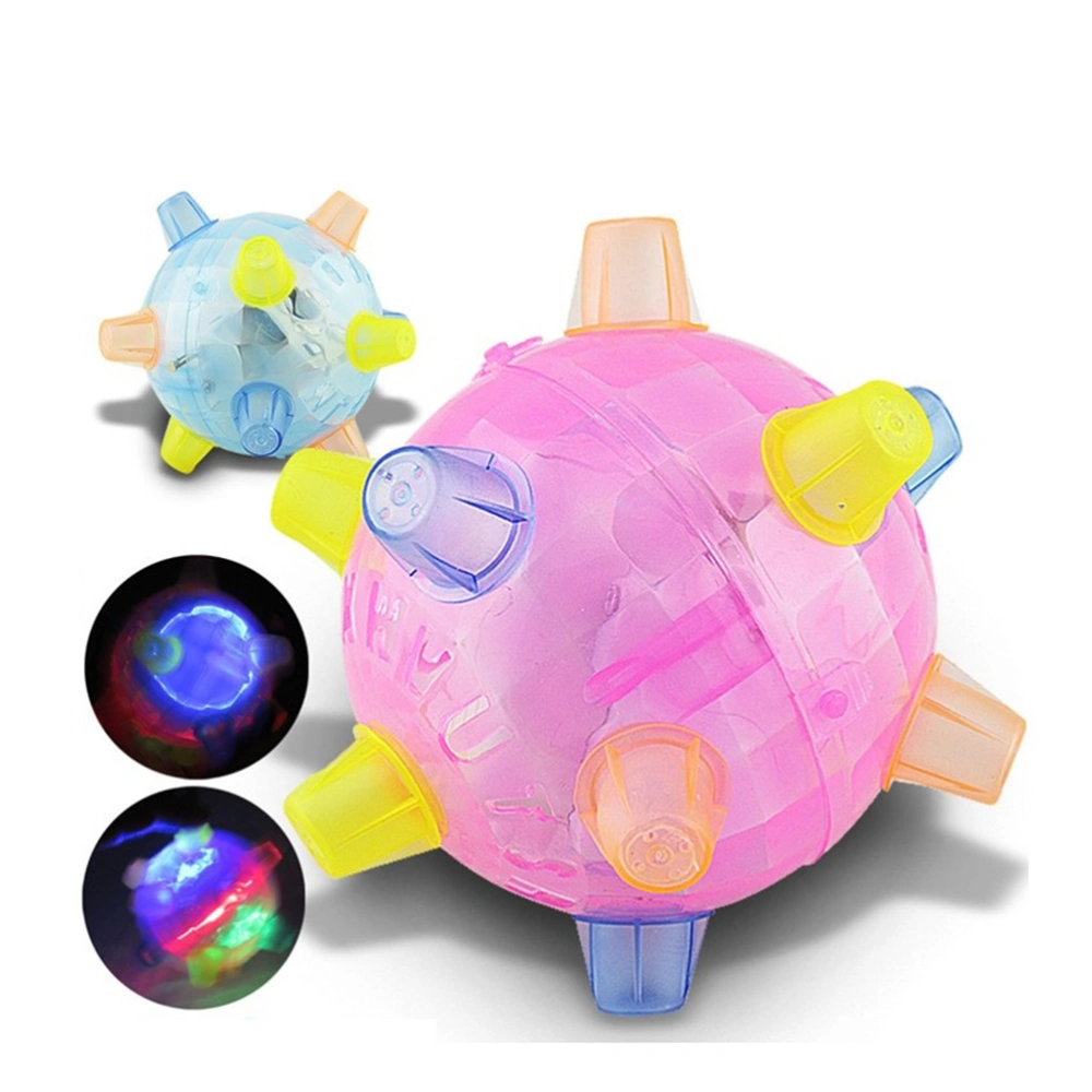 2Pcs Flashing Light Up Music Bouncing Ball Hopping Ball Music Jumping Dancing Ball Toy Without Battery (Pink)