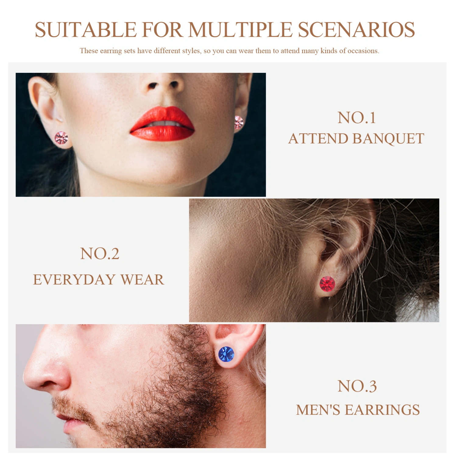 4 Pairs of Decorative Magnetic Earrings Delicate Fake Earrings Metal Magnet Earrings