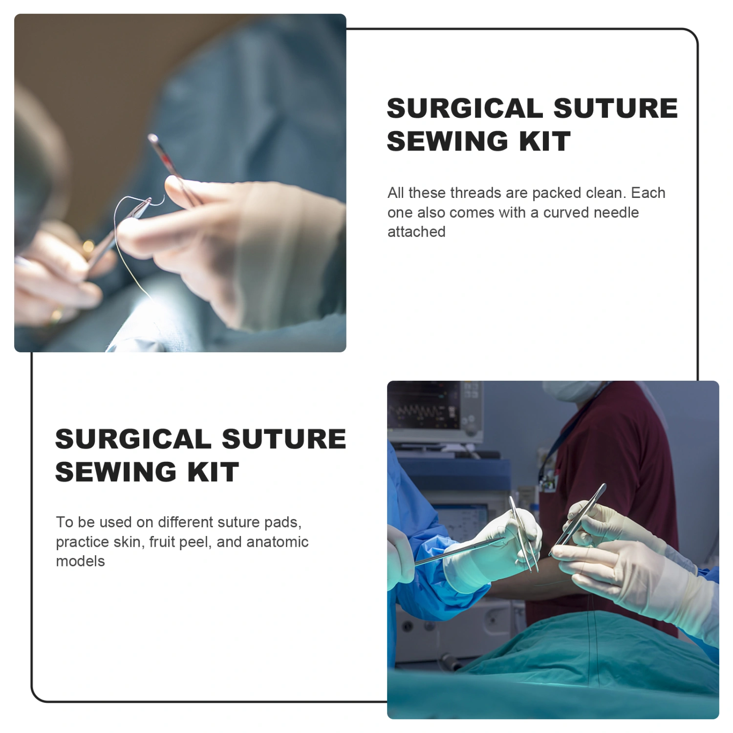 12 Pcs Thread Needle Surgical Suture Training Thread Suture Practice Equipment
