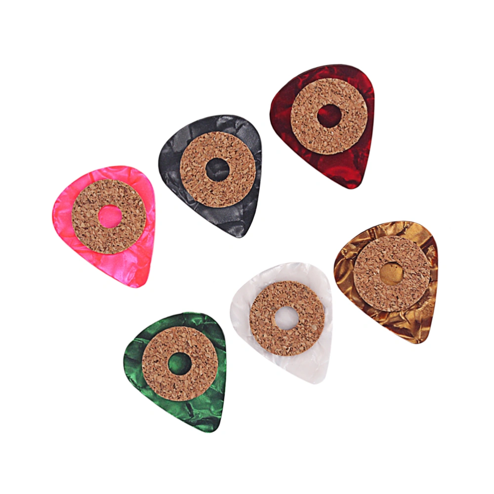 6pcs Guitar Picks Colorful Non-slip Grip Cork Tape Guitar Picks for Guitar Bass Ukulele Mandolin Banjo (0.5mm)