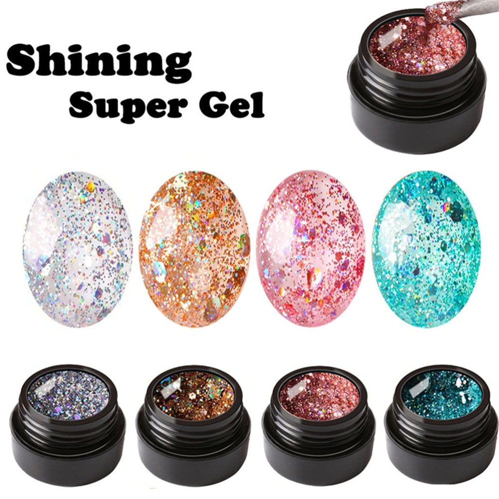 4Pcs 5ML Varnish Gel Glitter Nail Polish Set Polish Soak Off Elegant Changing Colors Nail  Women Nail