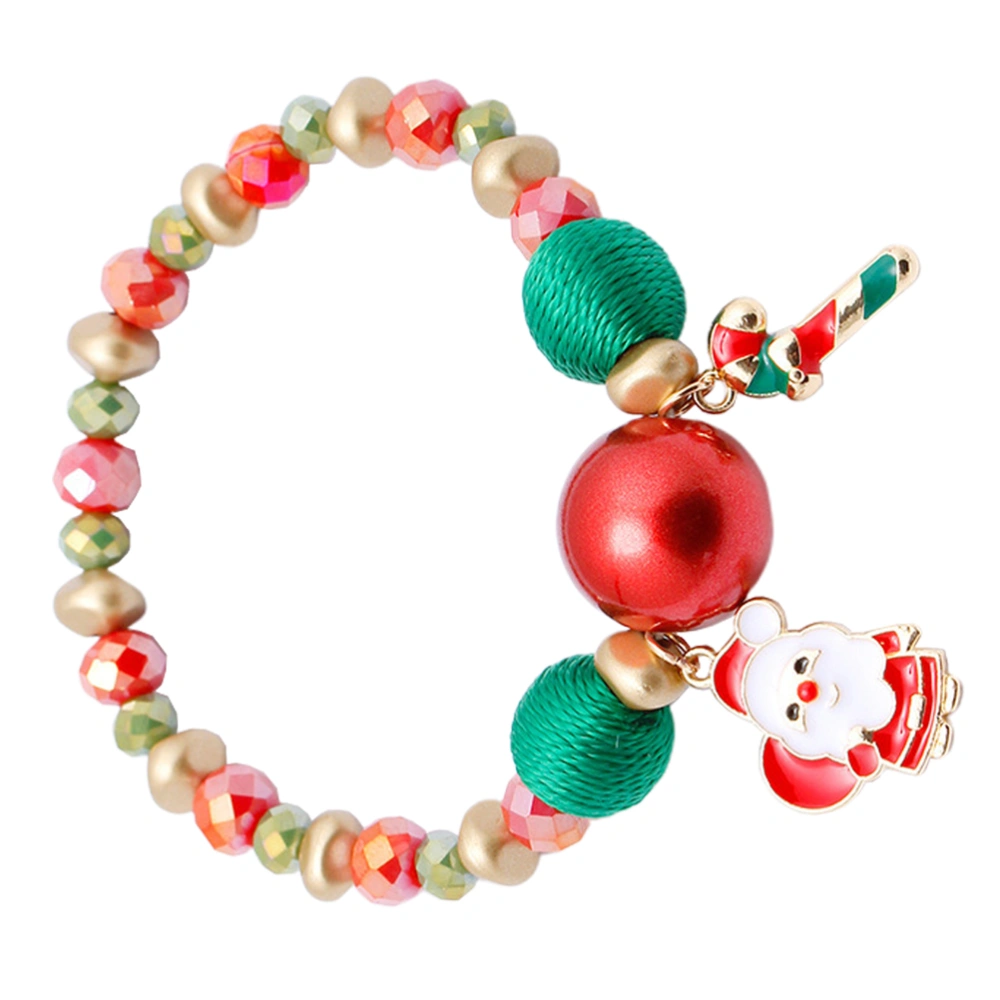 1PC Xmas Bracelet Alloy Beading Pendant Wrist Chain Bracelet for Girls Children (Santa Claus Candy)