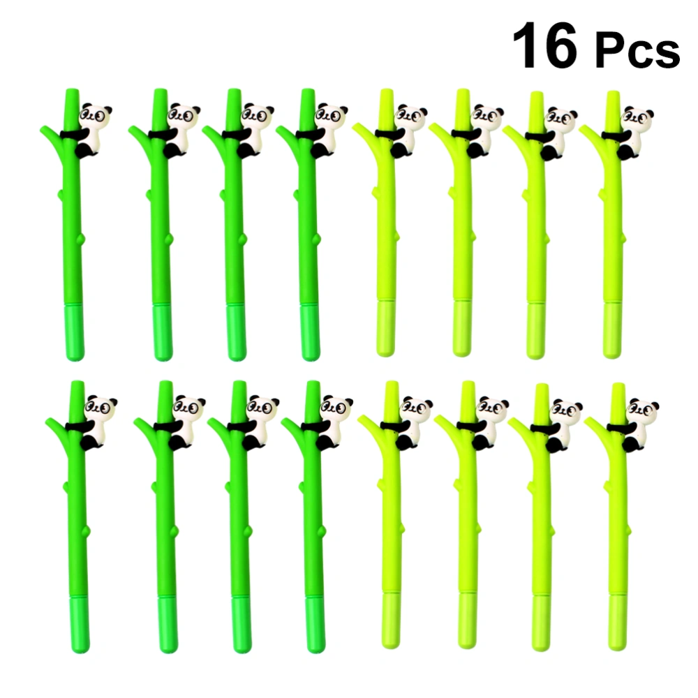 16pcs Bamboo Panda Student Gel Pens Cartoon Writing Pen Students Stationery School Supplies for Home Office (Black Refill)