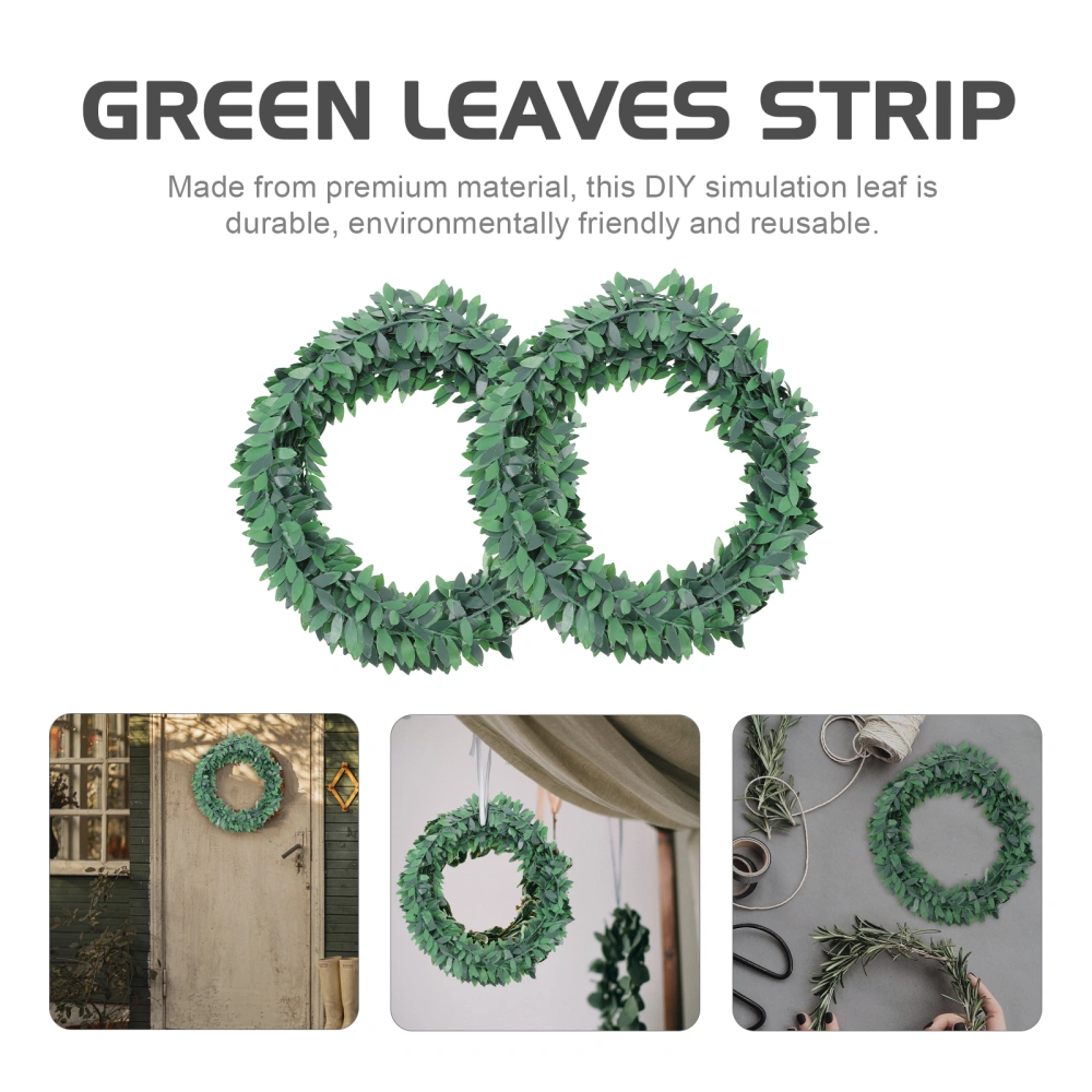 2pcs Artificial Green Leaves Cloth Leaf Trim Strips Wreath Making Material