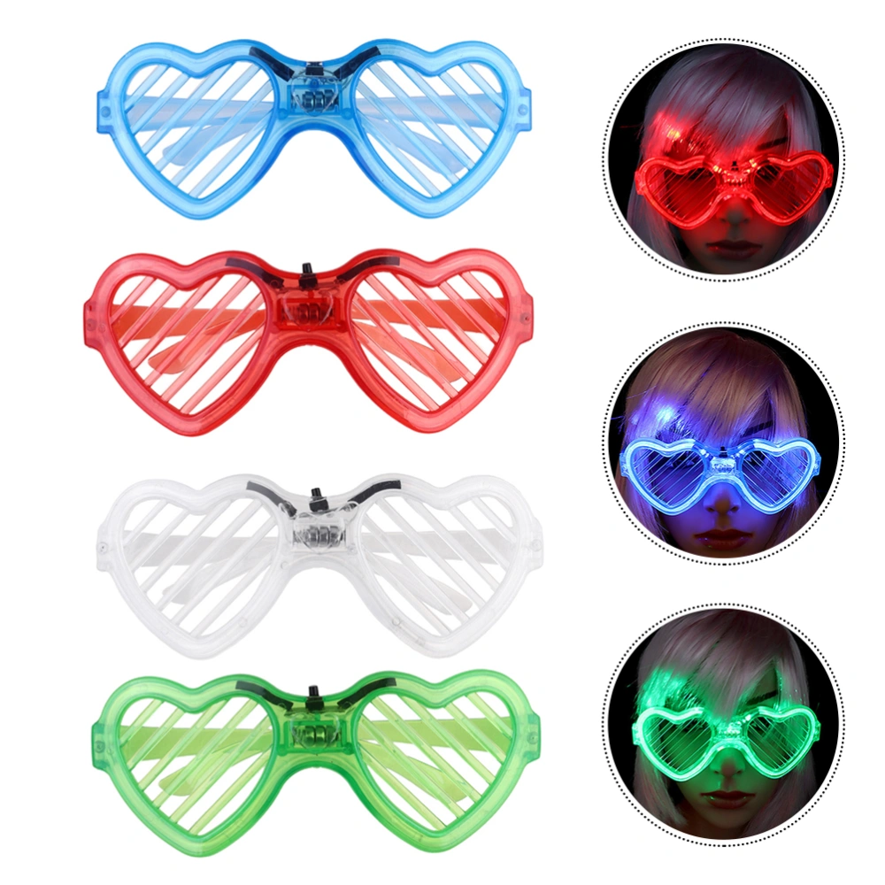 4Pcs Valentine's Day Luminous Glasses Heart Shape LED Glasses Party Supplies