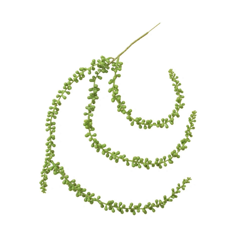 2Pcs Artificial Succulents Pearls Fleshy Green Vine Flower Hanging Rattan Simulation Hanging String of Pearls Basket Plant Lover Home Garden Decoration