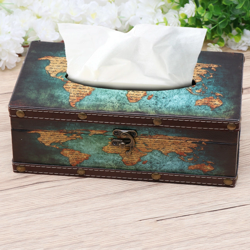 British Style Tissue Holder Restaurant Paper Box Napkin Holder Creative  Paper Box Green Map