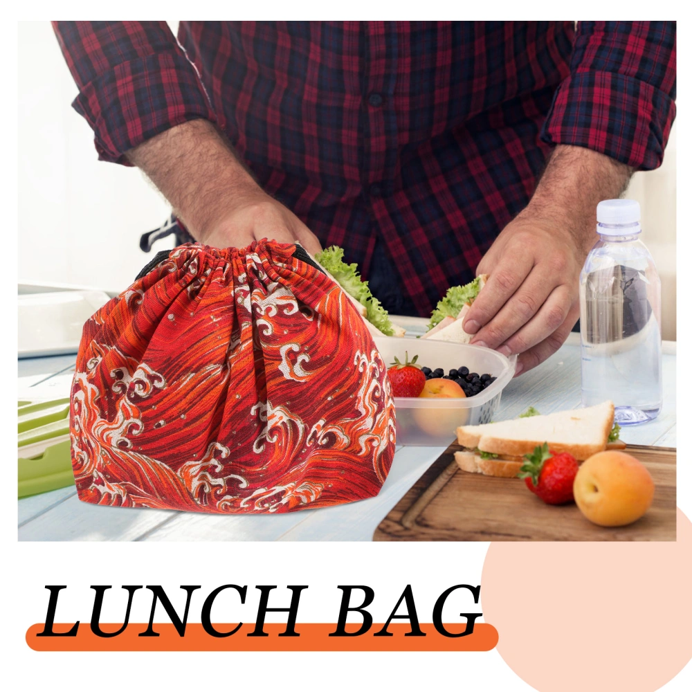 3Pcs Portable Lunch Bags Drawstring Bento Pouches Household Bento Storage Bags Lunch Supply