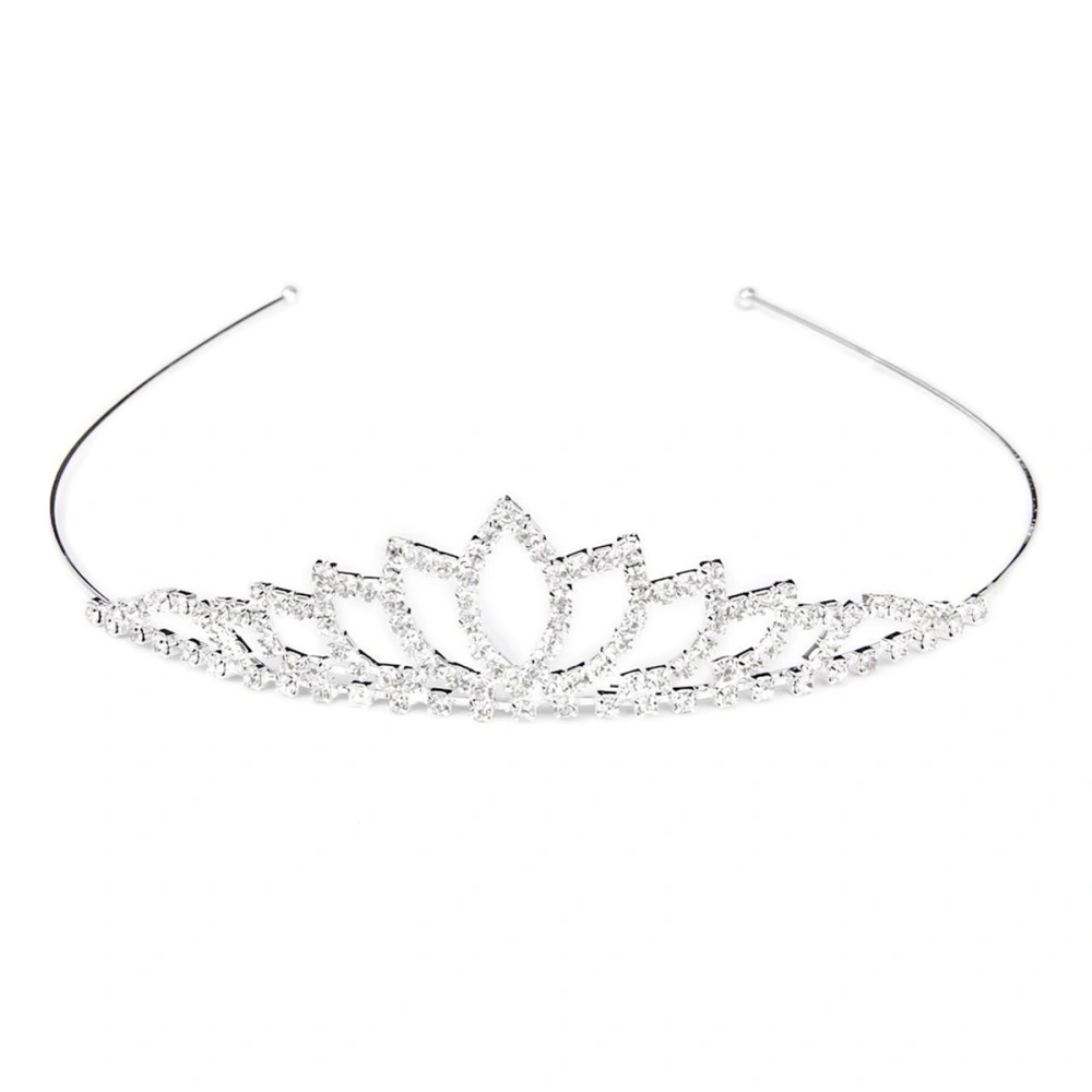 Wedding Bridal Rhinestone Decor Hairband Hair Clip Hair Loop Tiara (Sliver)