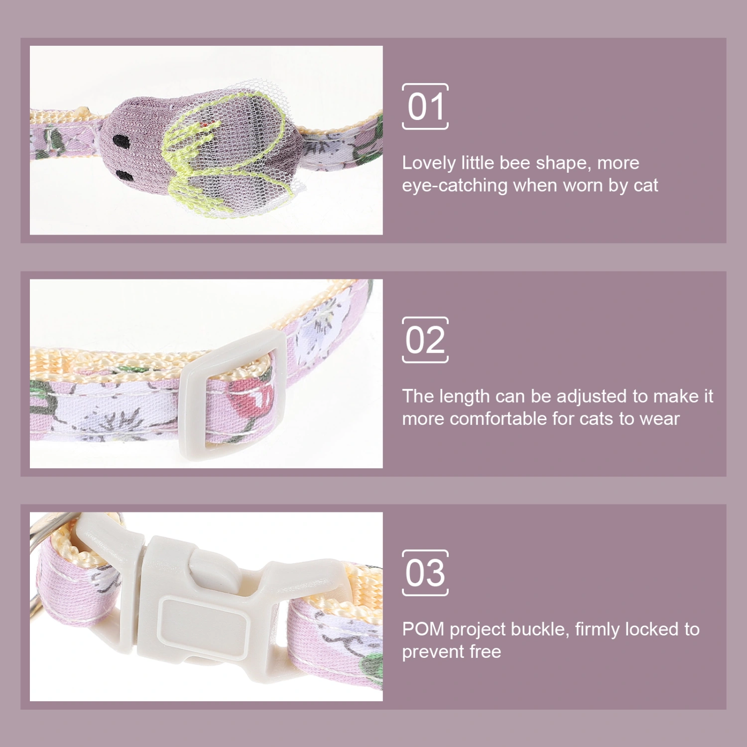 2PCS Pets Adjustable Collars Cats Neckties Bee Shape Cat Collars Pet Neckwears