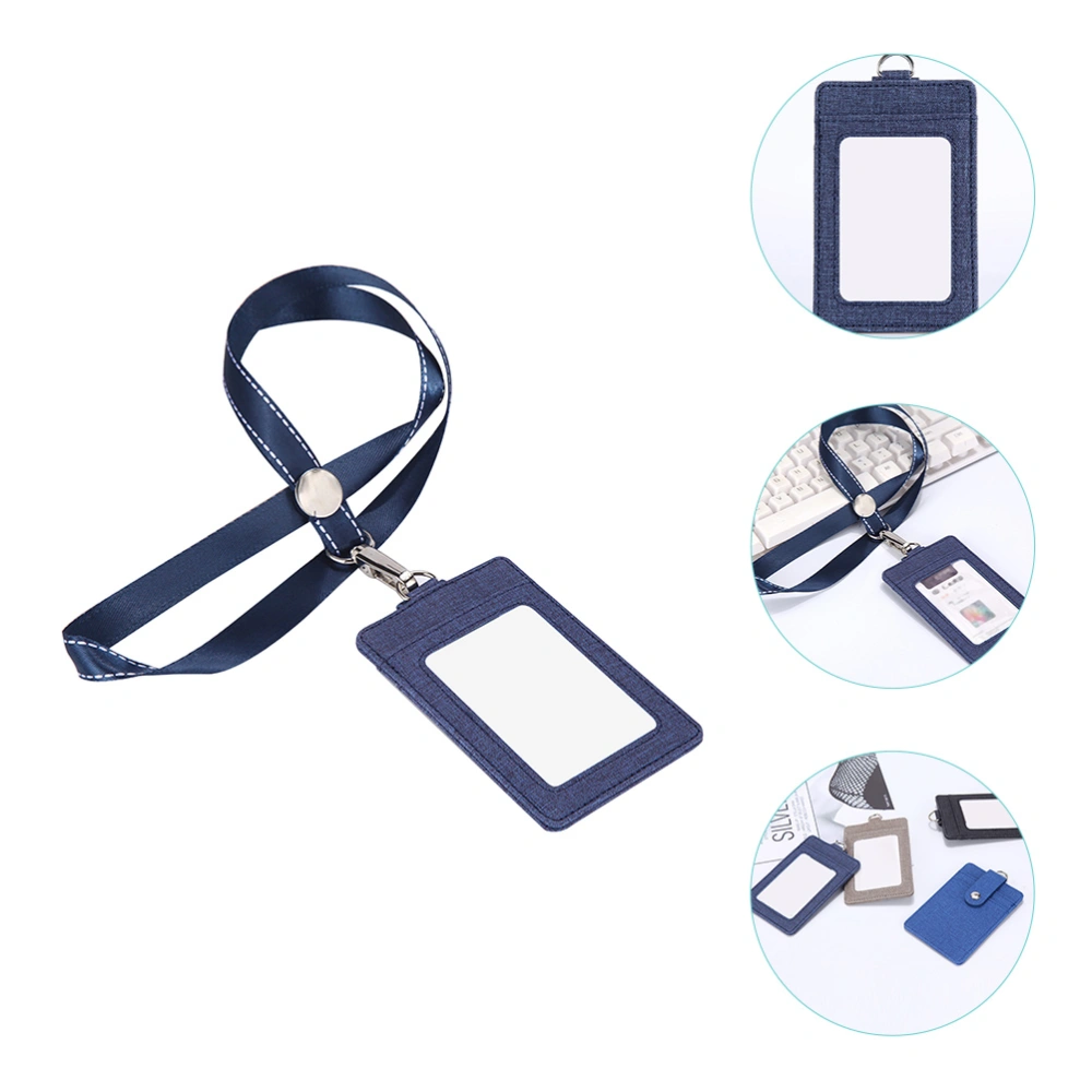 2Pcs Working Badge Holder Bus Card PU Cover Entrance Guard Card Hanger