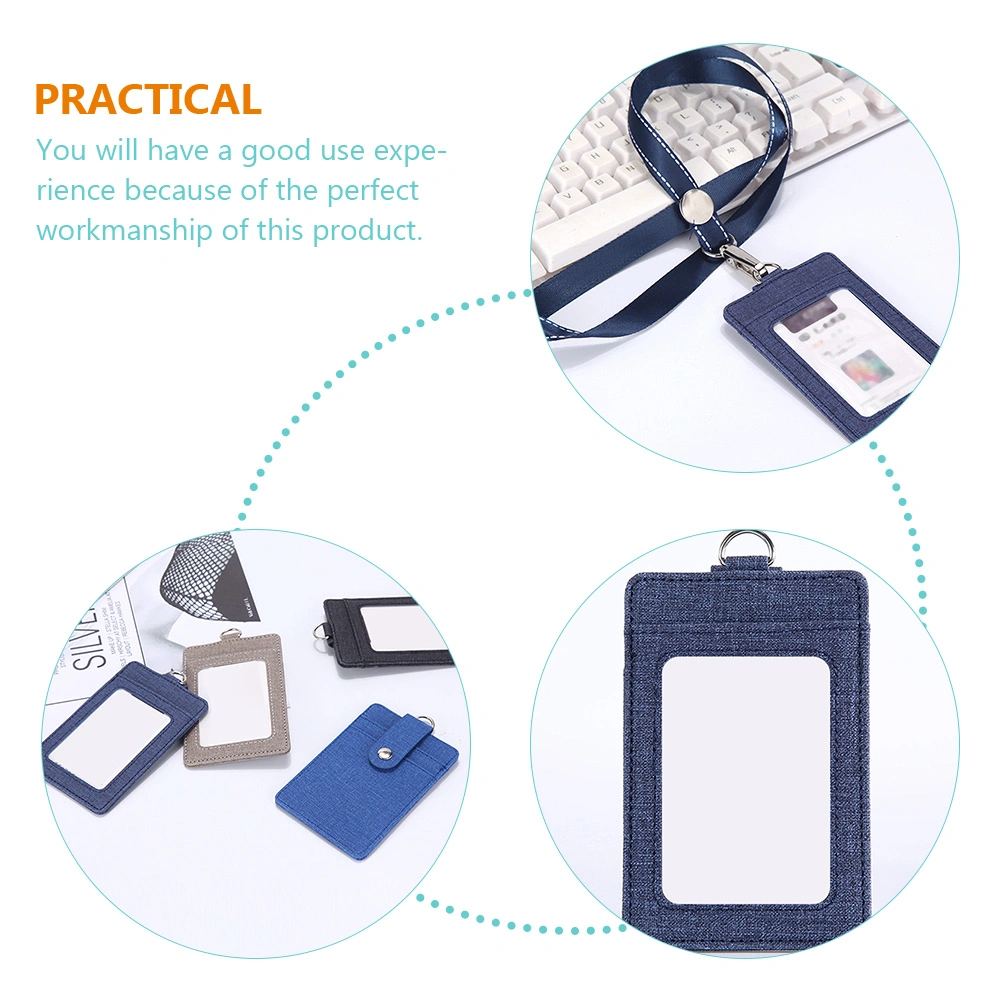 2Pcs Working Badge Holder Bus Card PU Cover Entrance Guard Card Hanger