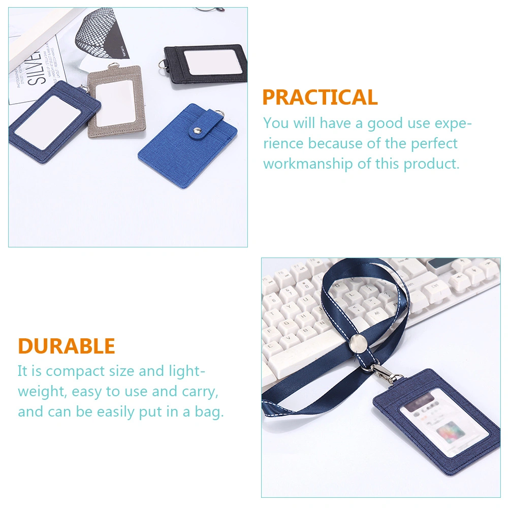 2Pcs Working Badge Holder Bus Card PU Cover Entrance Guard Card Hanger