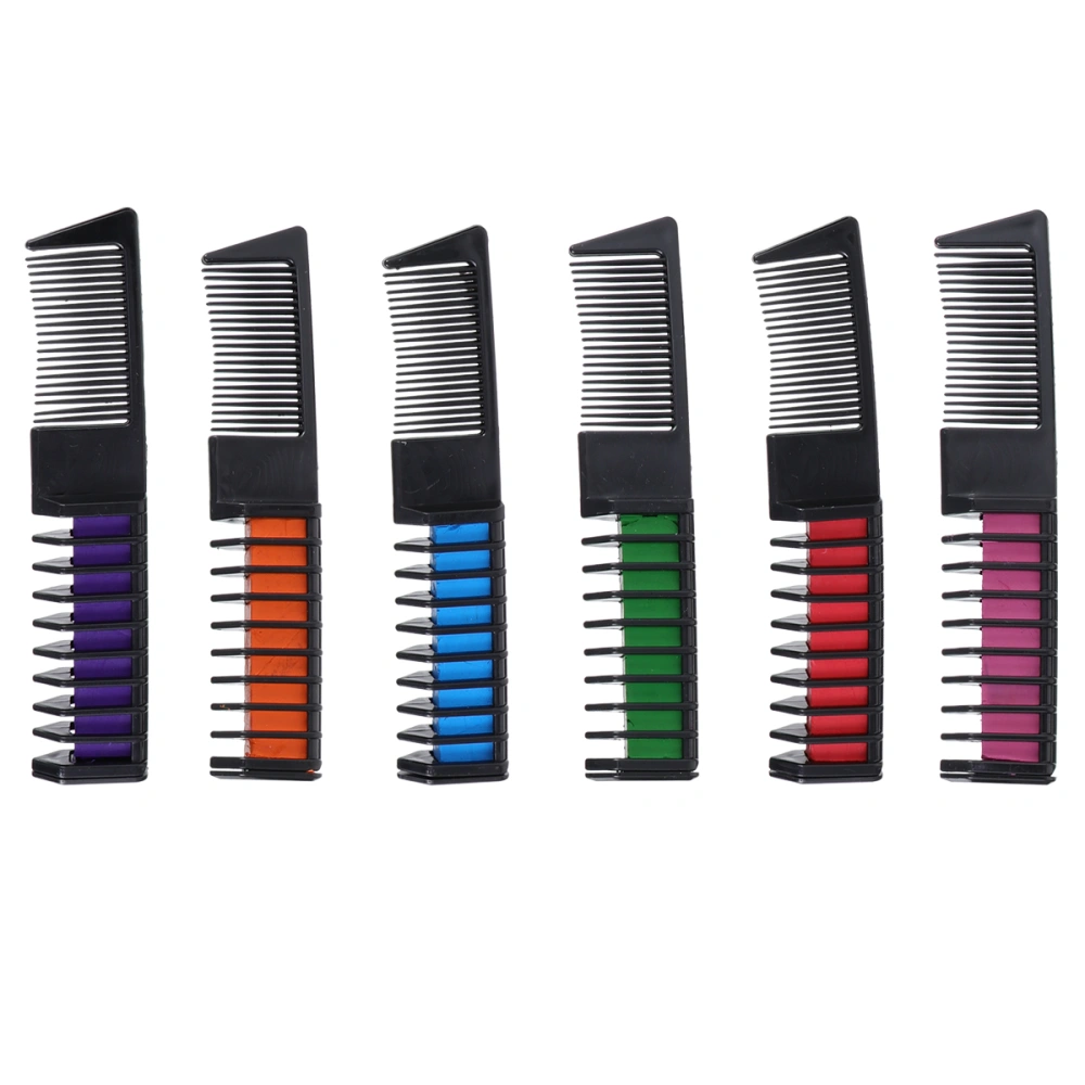 6pcs Hair Chalk Set Hair Dye Comb Hair Coloring Comb Hairdressing Comb for Salon