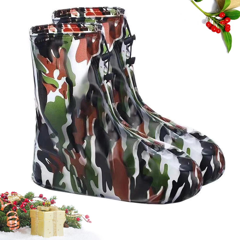 1 Pair of Rainproof Shoe Covers PVC Waterproof High Tube Rainshoes Non-slip Shoe Protector - Size M/37-38 (Green)