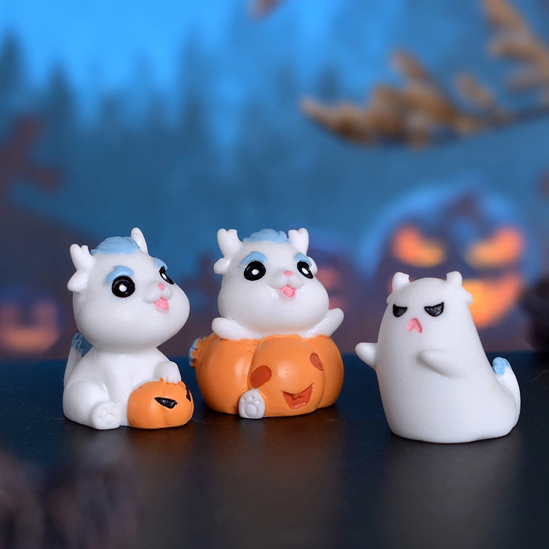 6pcs Halloween Resin Adornments Diy Micro Landscape Ornaments Halloween Doll House Decoration