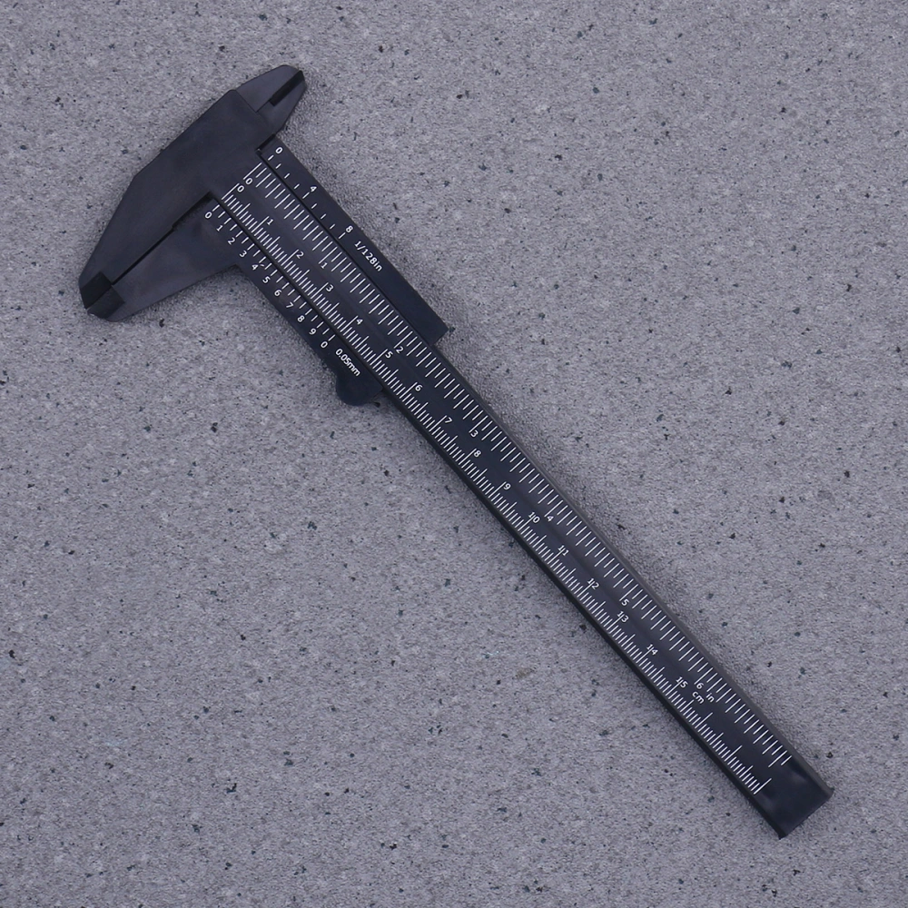 150mm 0.5mm Mini Vernier Caliper Metric Plastic Portable Sliding Pocket Caliper Ruler Measuring Tool (Black)