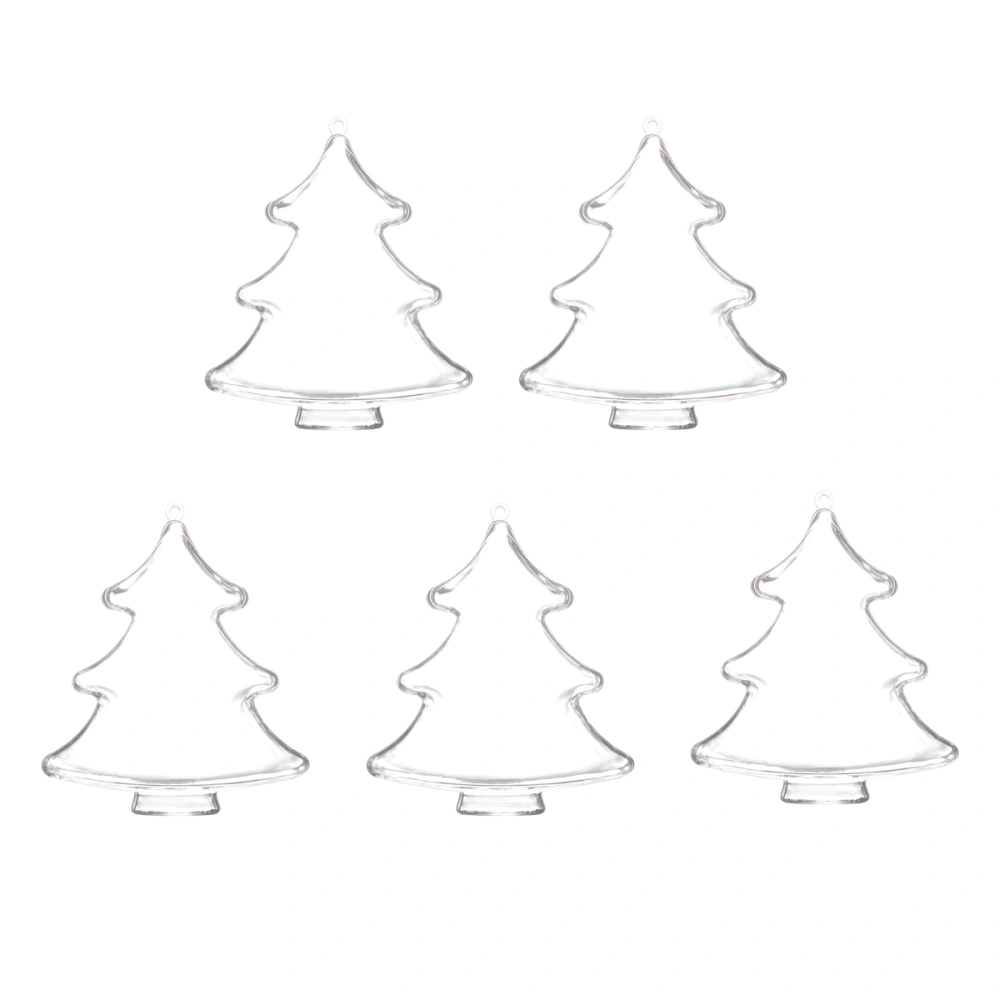 5PCS10cm DIY Clear Plastic Fillable Christmas Tree Shaped Ball Craft Ornament Decorations