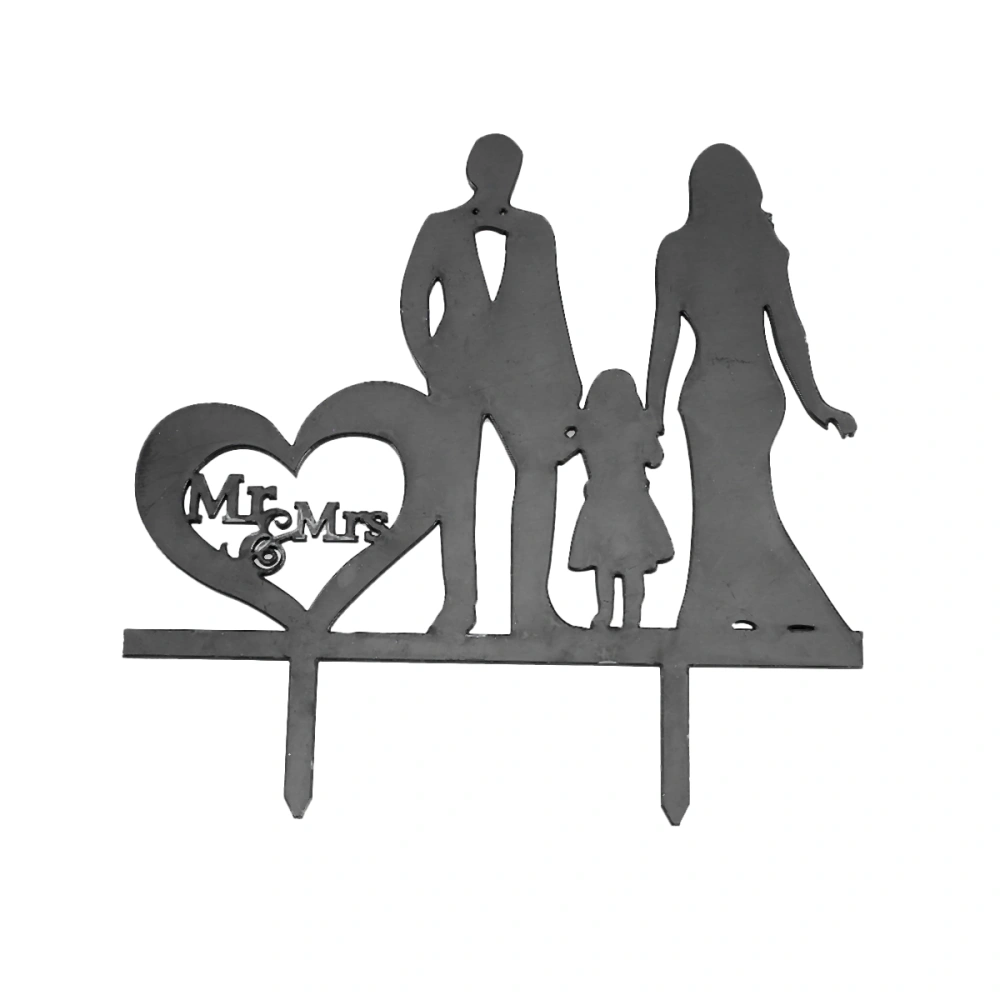 A Family of Three Acrylic Cake Cards Dessert Cards Insert Mr Mrs Personalized Cake Topper Party Cake Decoration (Black)