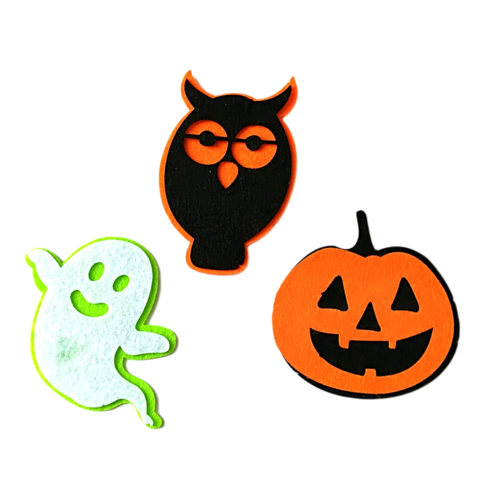 3pcs Halloween Nonwovens Patch Ghost Pumpkin Owl Patch Costume Badge for DIY Cosplay