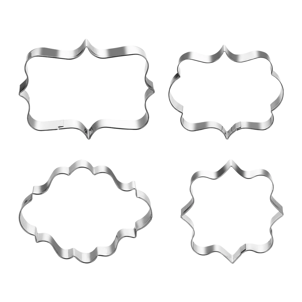 BESTOMZ 4Pcs European Blessing Wishes Wedding Frame Metal Cookie Cutters Biscuits Stainless Steel Tools Mold Kitchen Baking Mould